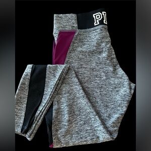 PINK Victoria's Secret Gray, Black, and Purple Athletic Leggings